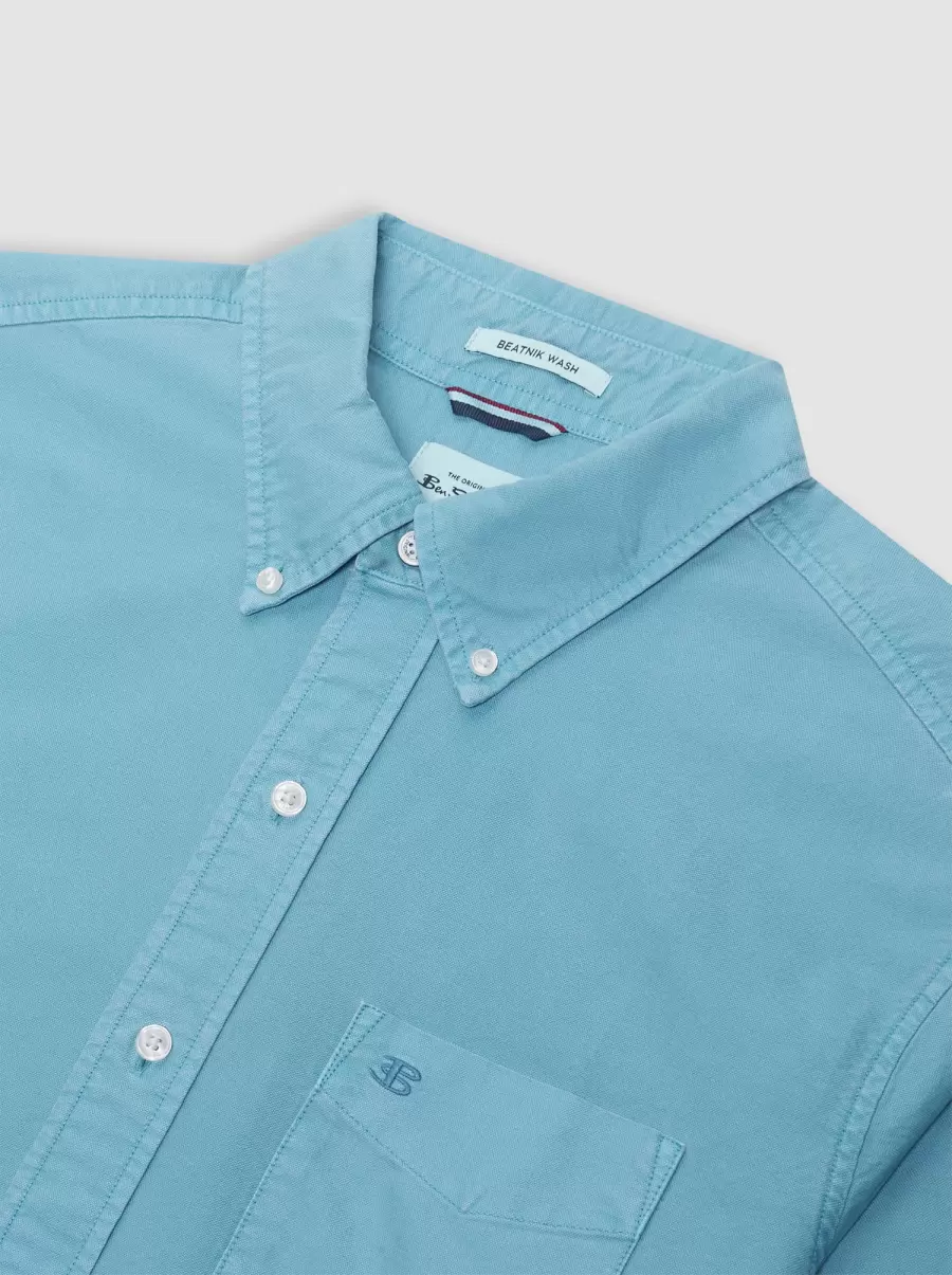 Ben Sherman Men Deep Teal Blue|Terracota Beatnik Oxford Garment Dye Shirt - Deep Teal Blue Shirts 2024 - 2