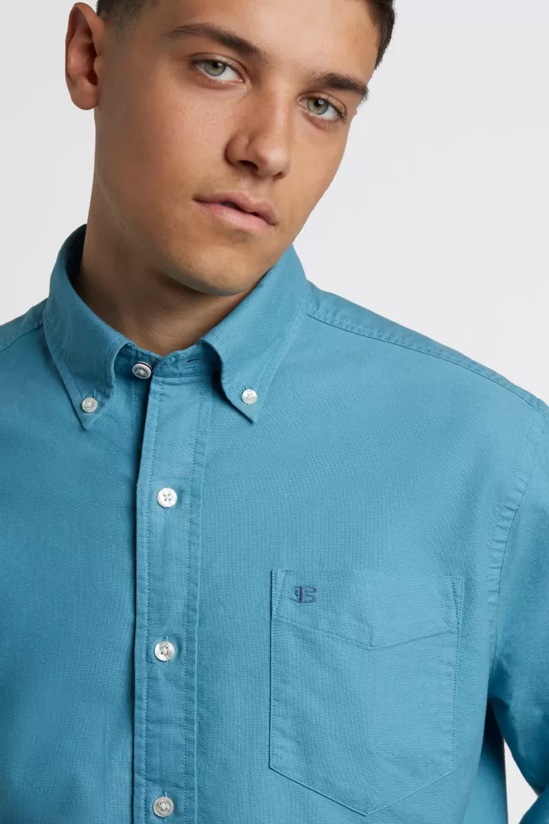 Ben Sherman Men Deep Teal Blue|Terracota Beatnik Oxford Garment Dye Shirt - Deep Teal Blue Shirts 2024 - 3