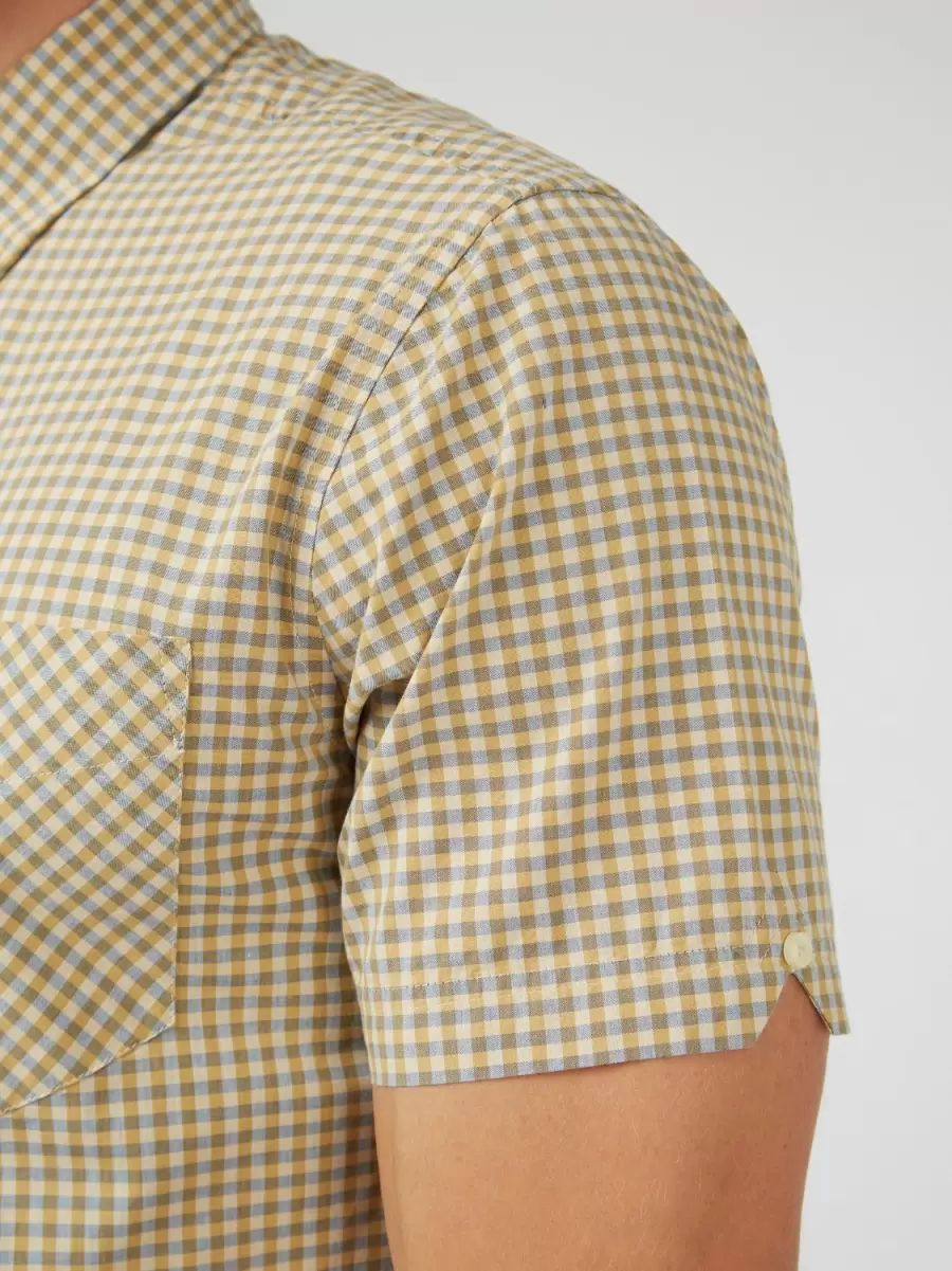 Ben Sherman Men Signature Gingham Short-Sleeve Shirt - Stone Shirts Stone Perfect - 6