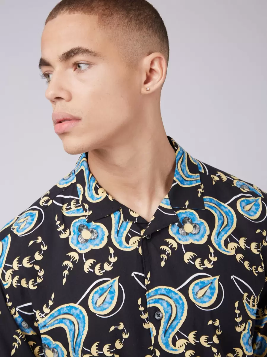 Cut-Price Black Men B By Ben Sherman Floral Print Shirt Shirts - 1