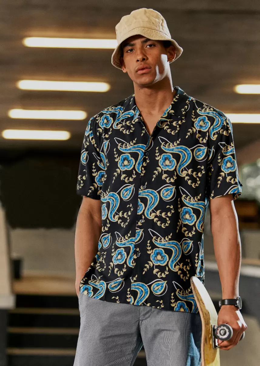 Cut-Price Black Men B By Ben Sherman Floral Print Shirt Shirts - 5