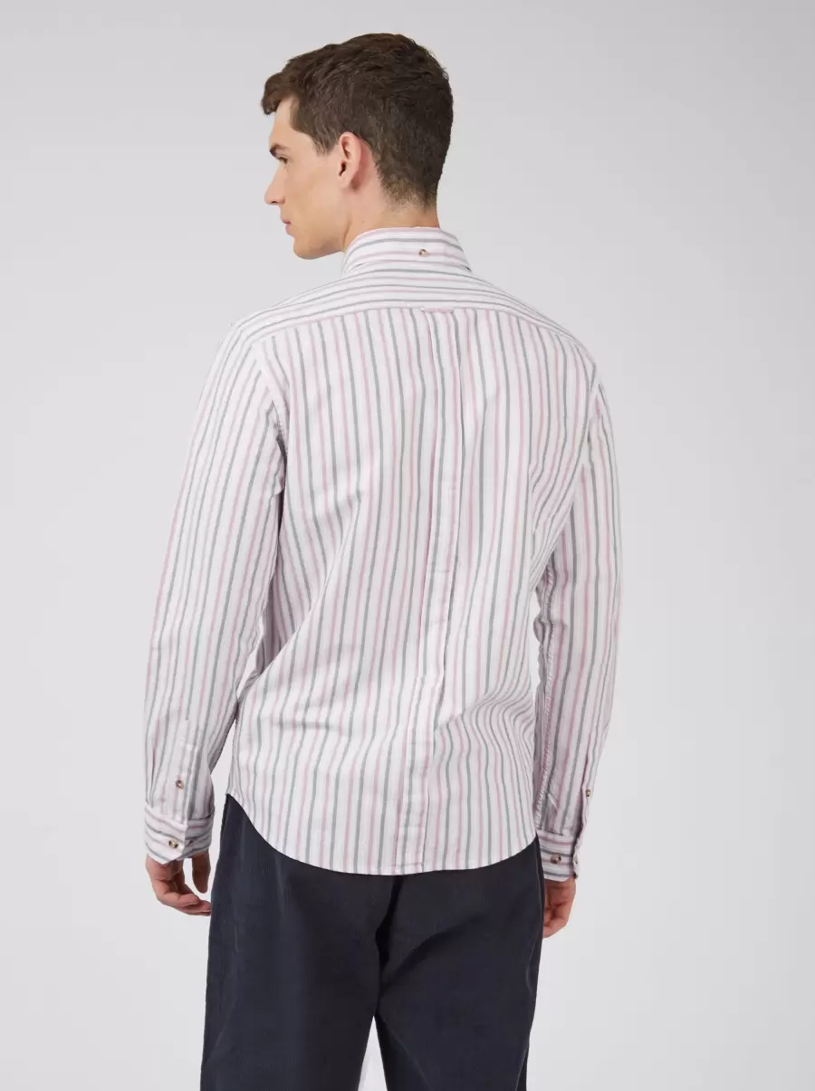 Classic Men Oxford Stripe Long-Sleeve Shirt - Grape Ben Sherman Shirts Grape - 6