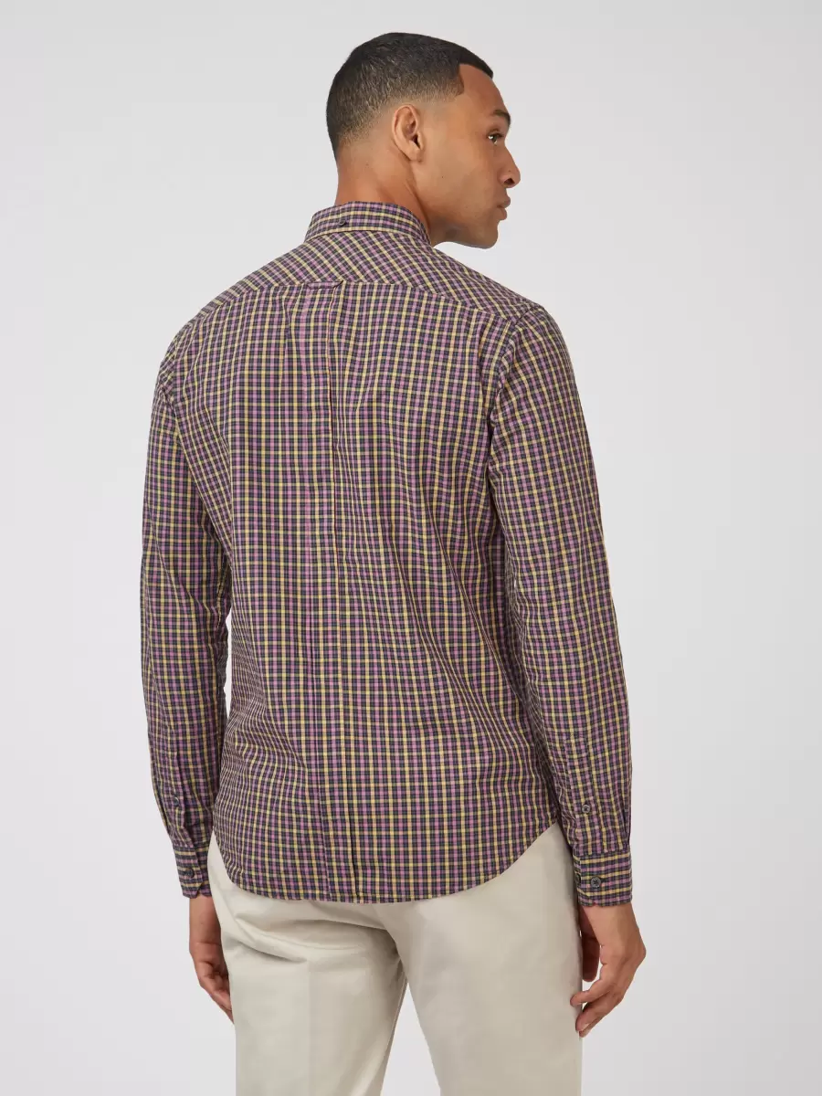Elegant Men Shirts Ben Sherman Signature Long-Sleeve House Check Shirt  - Grape Grape - 3