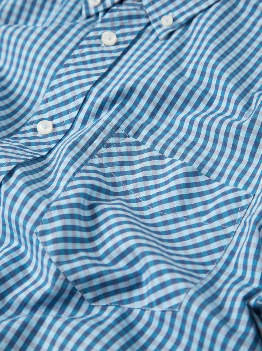 Blowout Blue Denim Signature Gingham Long-Sleeve Shirt Shirts Ben Sherman Men - 1