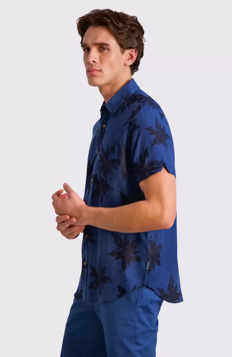 Navy Shirts Men Exploded Flower Print Shirt - Navy Ben Sherman Unbeatable Price - 1
