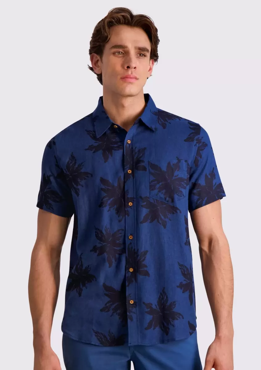 Navy Shirts Men Exploded Flower Print Shirt - Navy Ben Sherman Unbeatable Price
