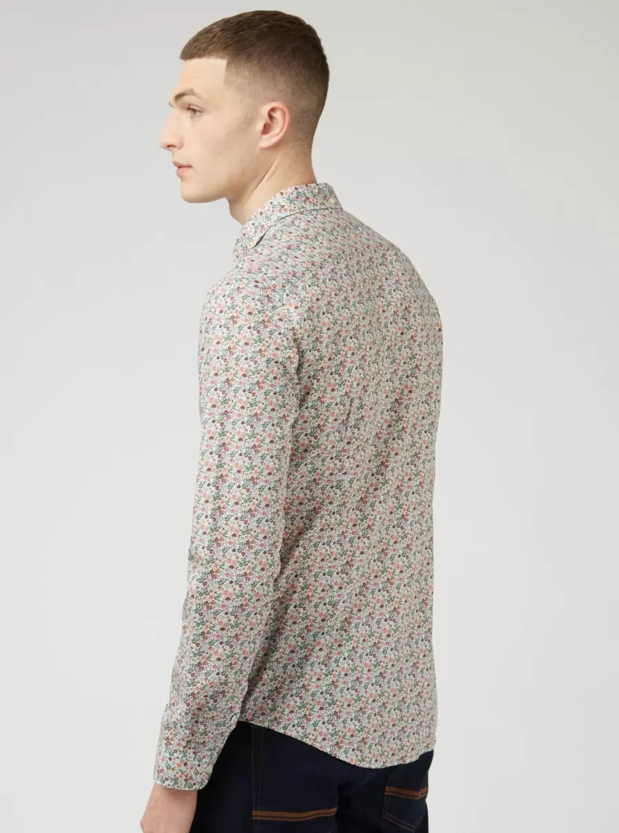 Floral Print Long-Sleeve Shirt Shirts Men Exclusive White Ben Sherman - 4