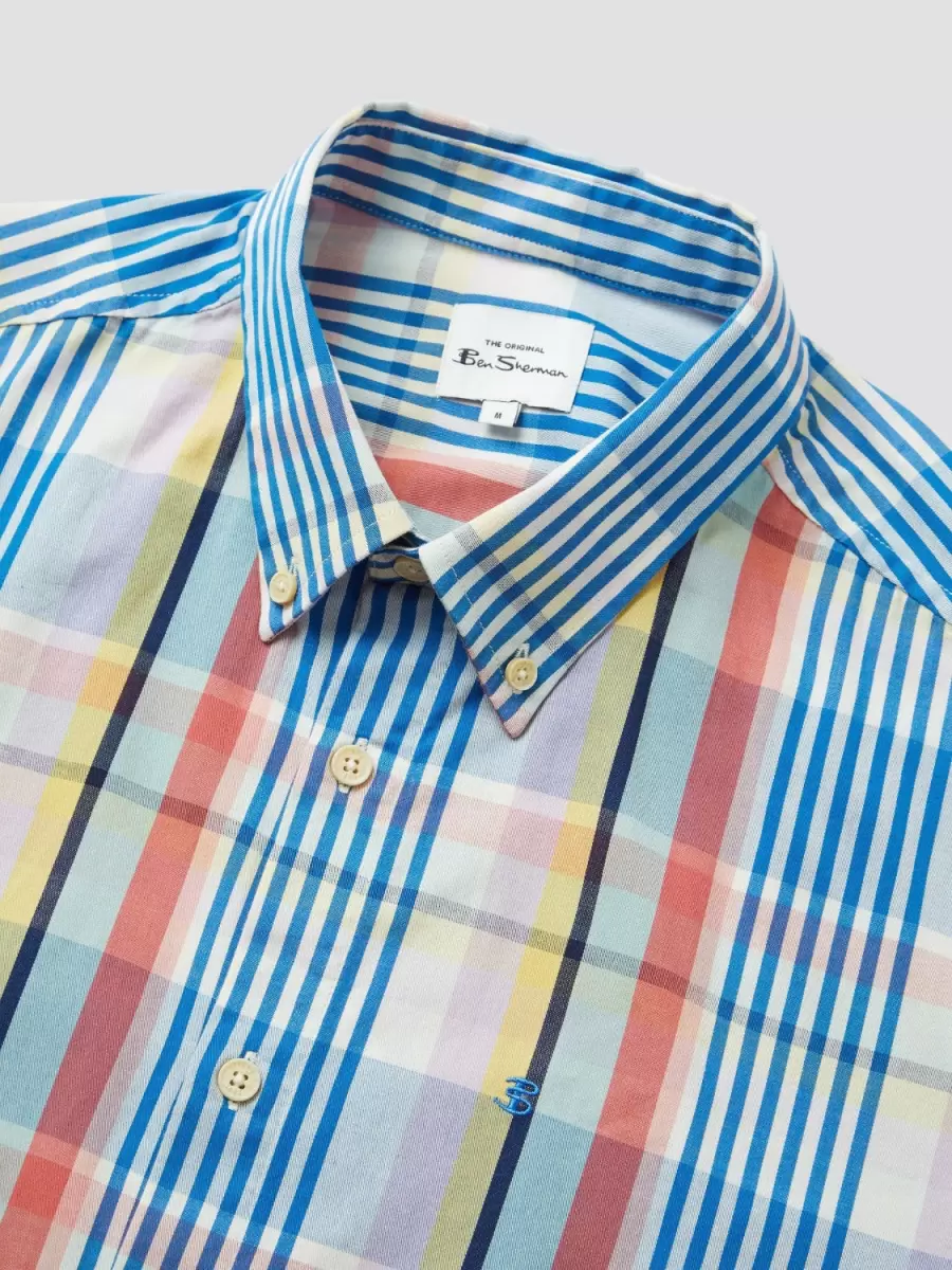 Shirts Multicolour Check Short-Sleeve Shirt Lilac Ben Sherman Men Trendy - 4