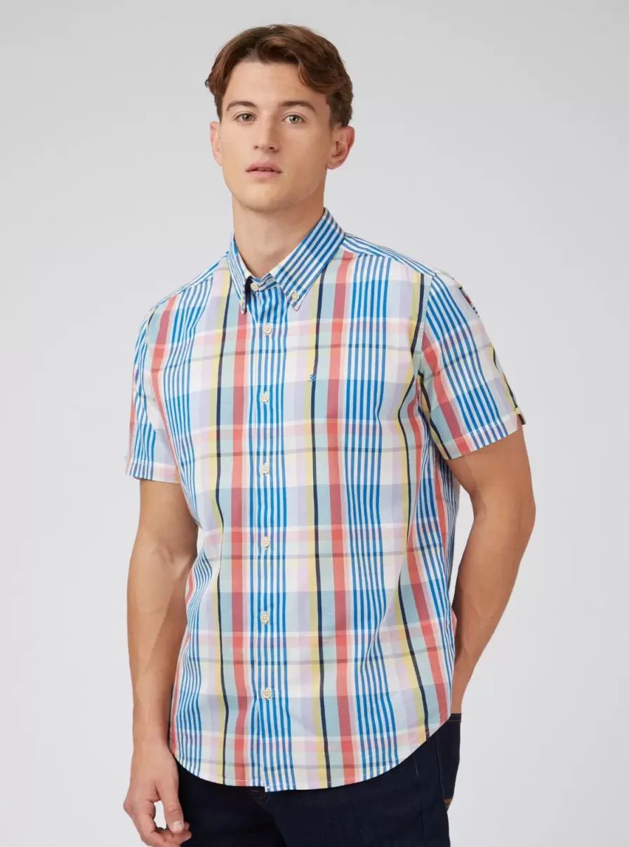 Shirts Multicolour Check Short-Sleeve Shirt Lilac Ben Sherman Men Trendy - 5