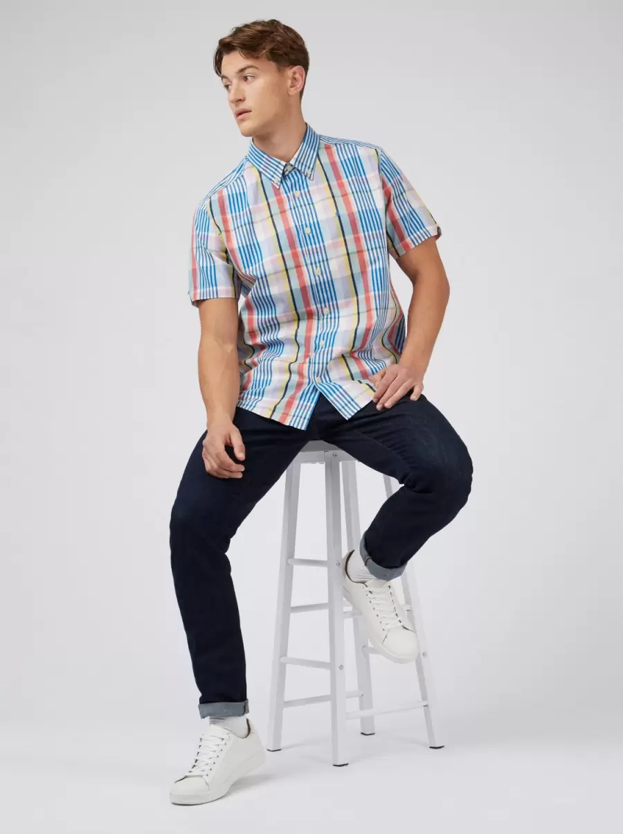 Shirts Multicolour Check Short-Sleeve Shirt Lilac Ben Sherman Men Trendy - 7