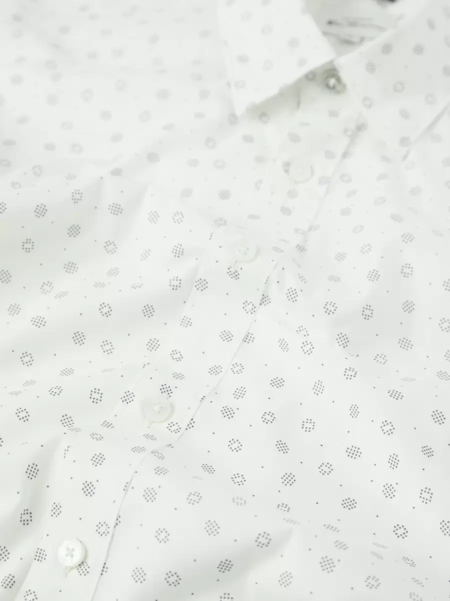 Scattered Spot Print Long-Sleeve Shirt - Ivory Intuitive Men Shirts Ivory Ben Sherman - 1