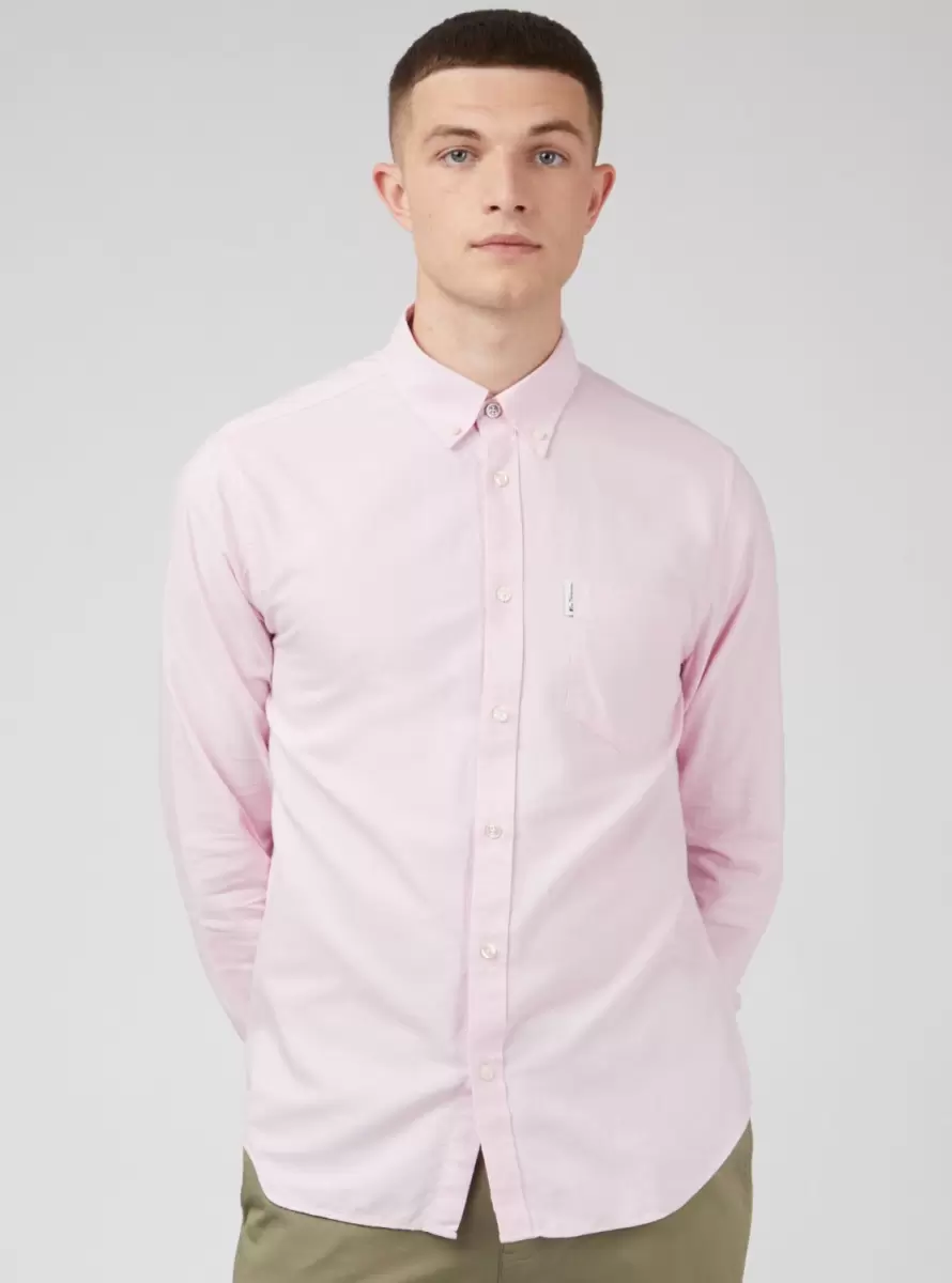 Light Pink Shirts Signature Organic Oxford Shirt - Light Pink Ben Sherman Men Discount - 3
