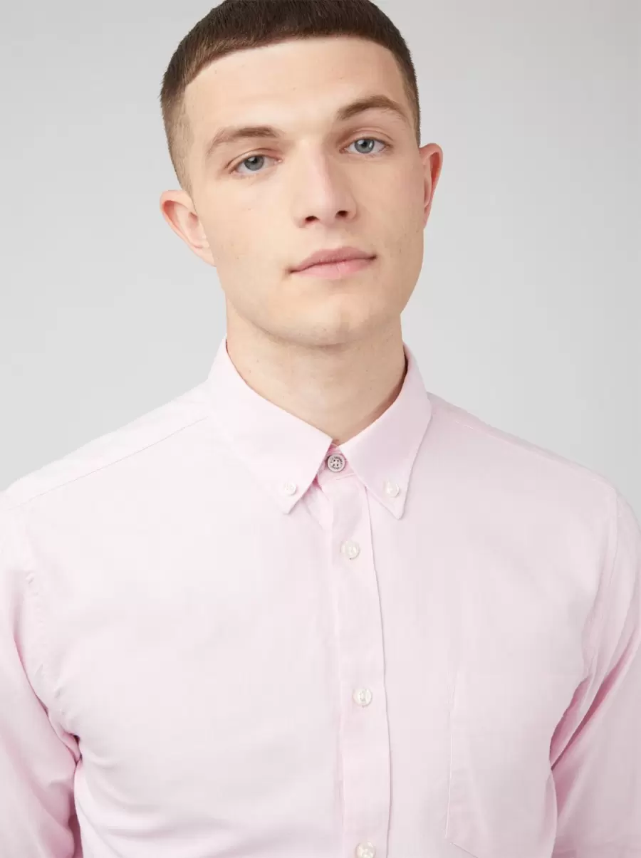 Light Pink Shirts Signature Organic Oxford Shirt - Light Pink Ben Sherman Men Discount - 4