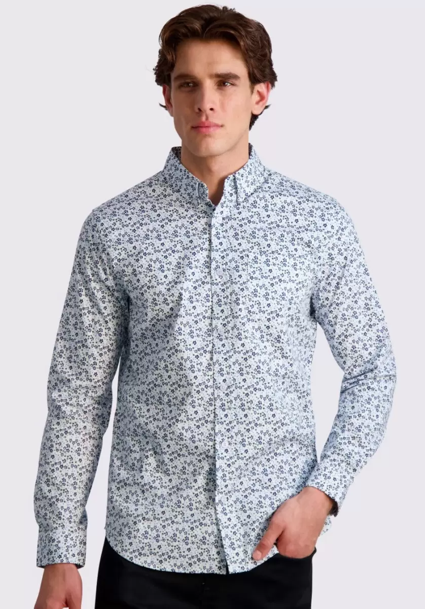 Floral Print Long-Sleeve Shirt Shirts Men Bright White Ben Sherman Cutting-Edge