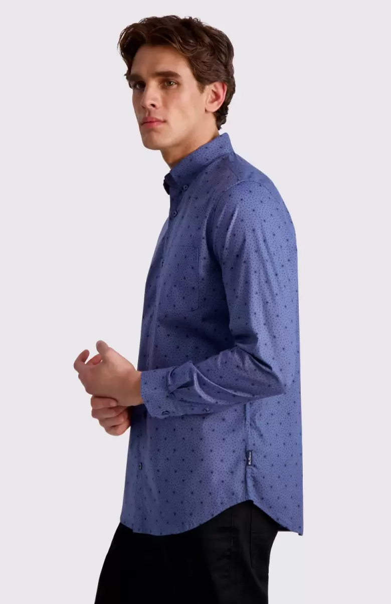 Shirts Latest Dot Print Long-Sleeve Shirt - Insignia Blue Ben Sherman Insignia Men - 2