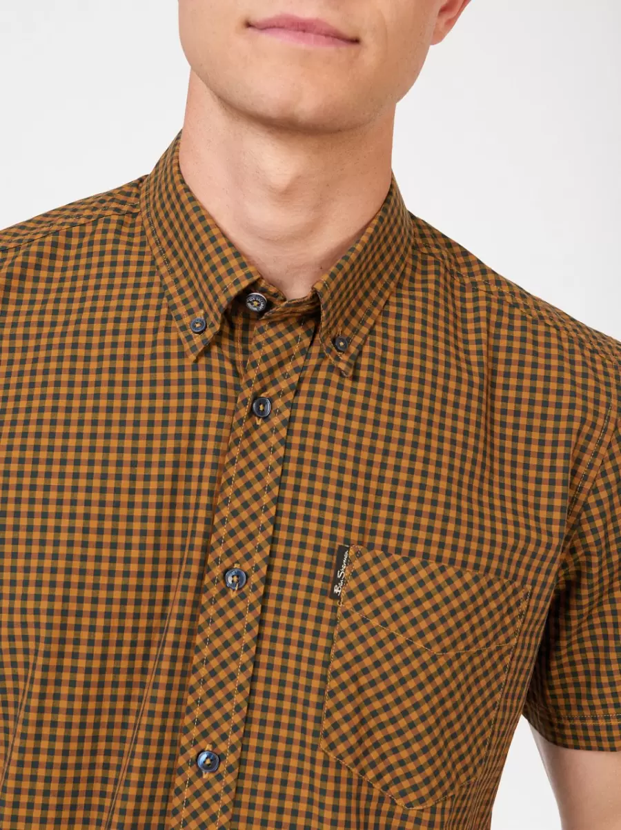 Signature Gingham Short-Sleeve Shirt - Mustard Discover Mustard Ben Sherman Men Shirts - 2