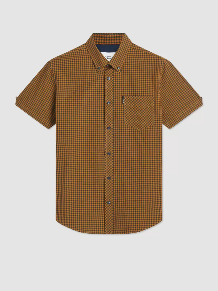 Signature Gingham Short-Sleeve Shirt - Mustard Discover Mustard Ben Sherman Men Shirts