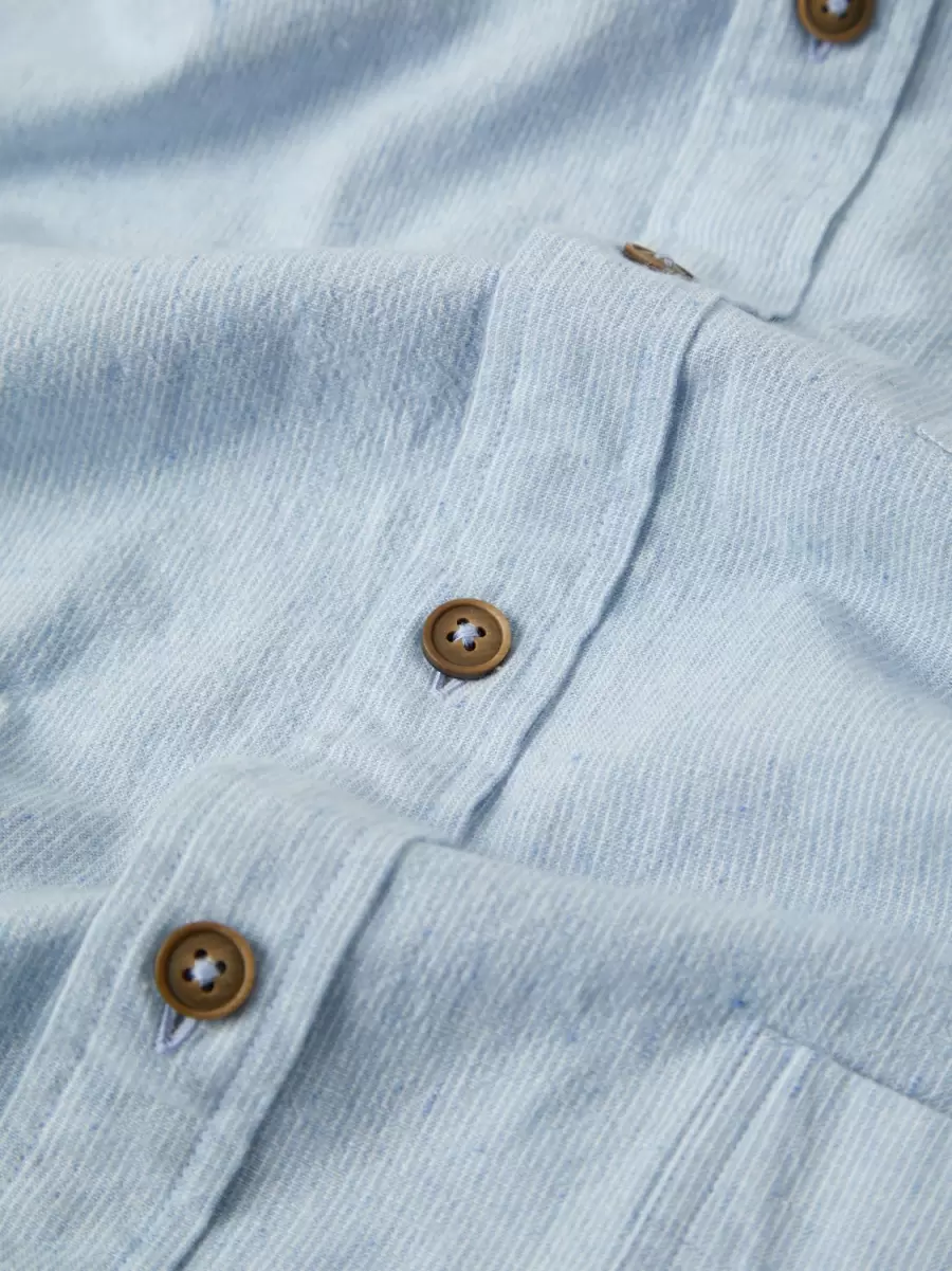 Pale Blue Men Lightweight Textured Summer Overshirt Classic Ben Sherman Shirts - 2