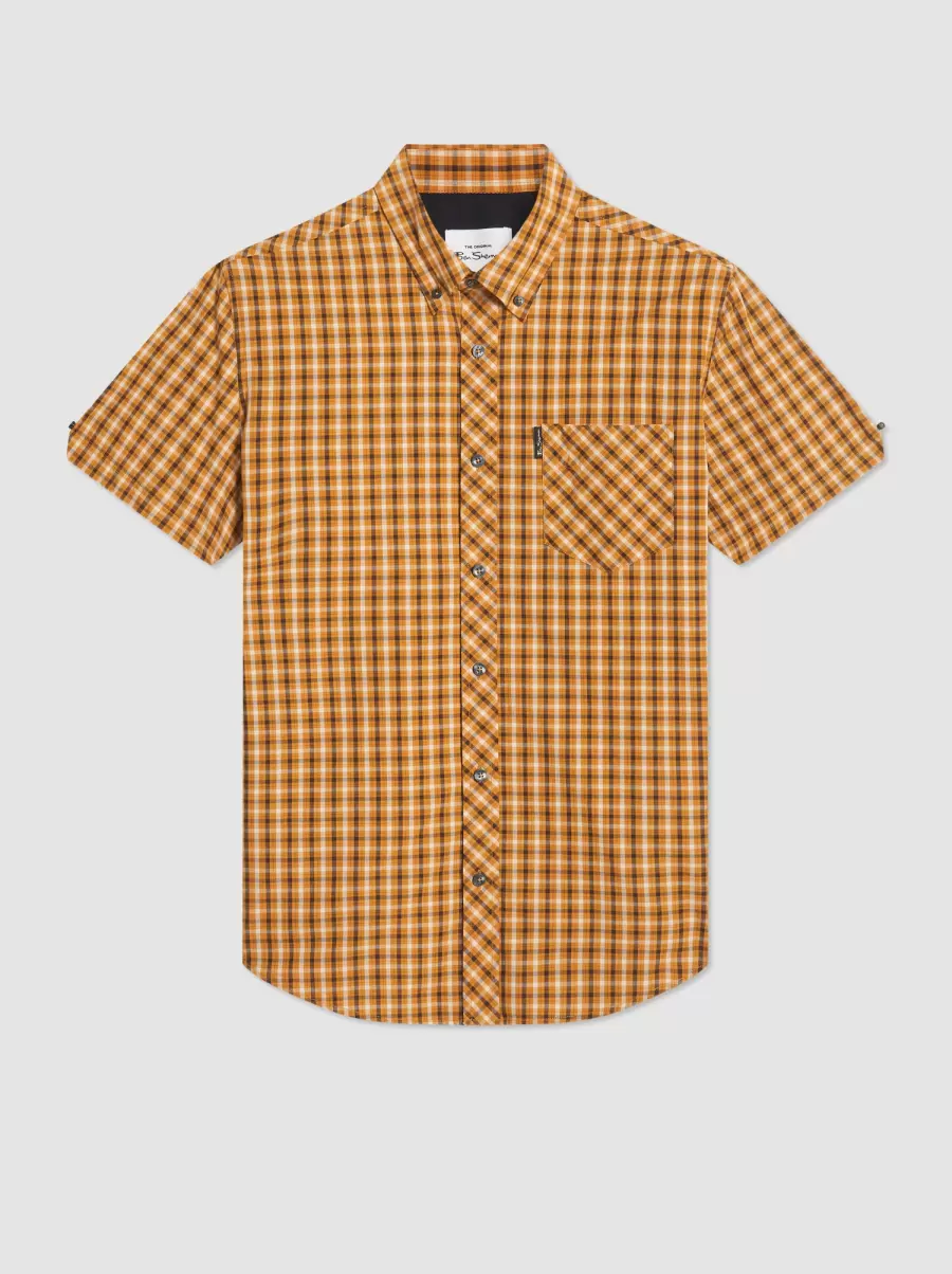Shirts Men Guaranteed Mustard Signature House Check Short-Sleeve Shirt - Mustard Ben Sherman - 1