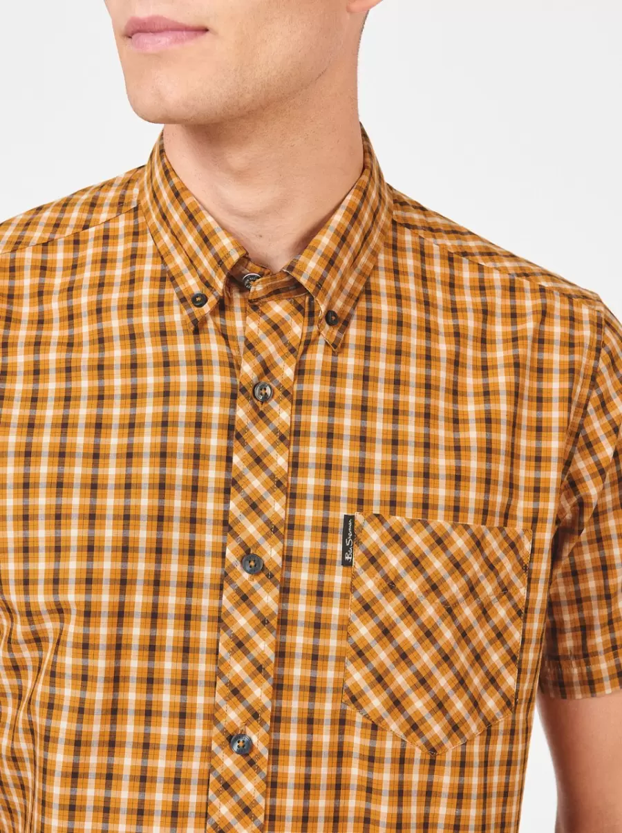 Shirts Men Guaranteed Mustard Signature House Check Short-Sleeve Shirt - Mustard Ben Sherman - 2
