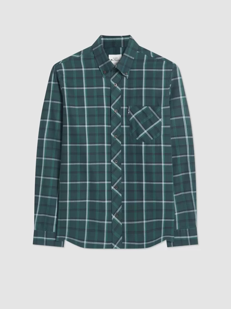 Grid Check Shirt - Fraser Green Shirts Ben Sherman Men Fraser Green Long-Lasting - 2