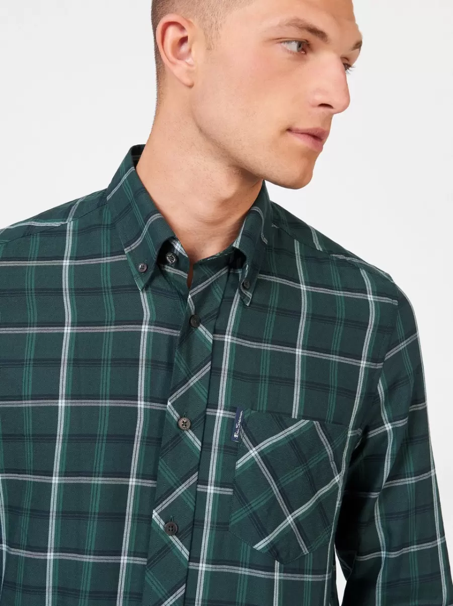 Grid Check Shirt - Fraser Green Shirts Ben Sherman Men Fraser Green Long-Lasting
