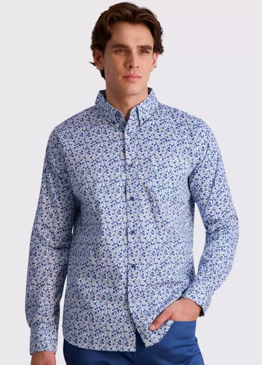 Shirts Floral Print Long-Sleeve Shirt - Blue Ben Sherman Blue Men Money-Saving