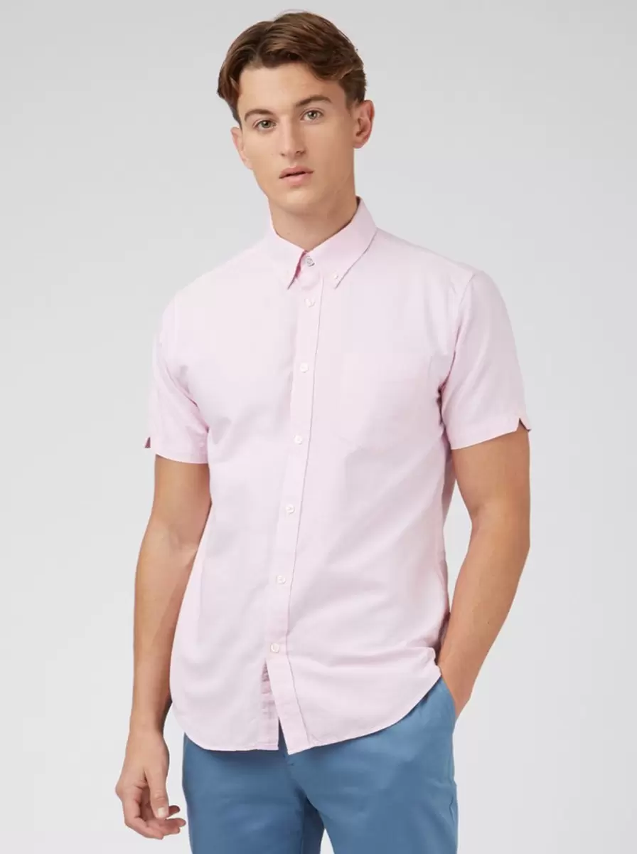 Light Pink Shirts Markdown Ben Sherman Signature Organic Short-Sleeve Oxford Shirt - Light Pink Men - 5