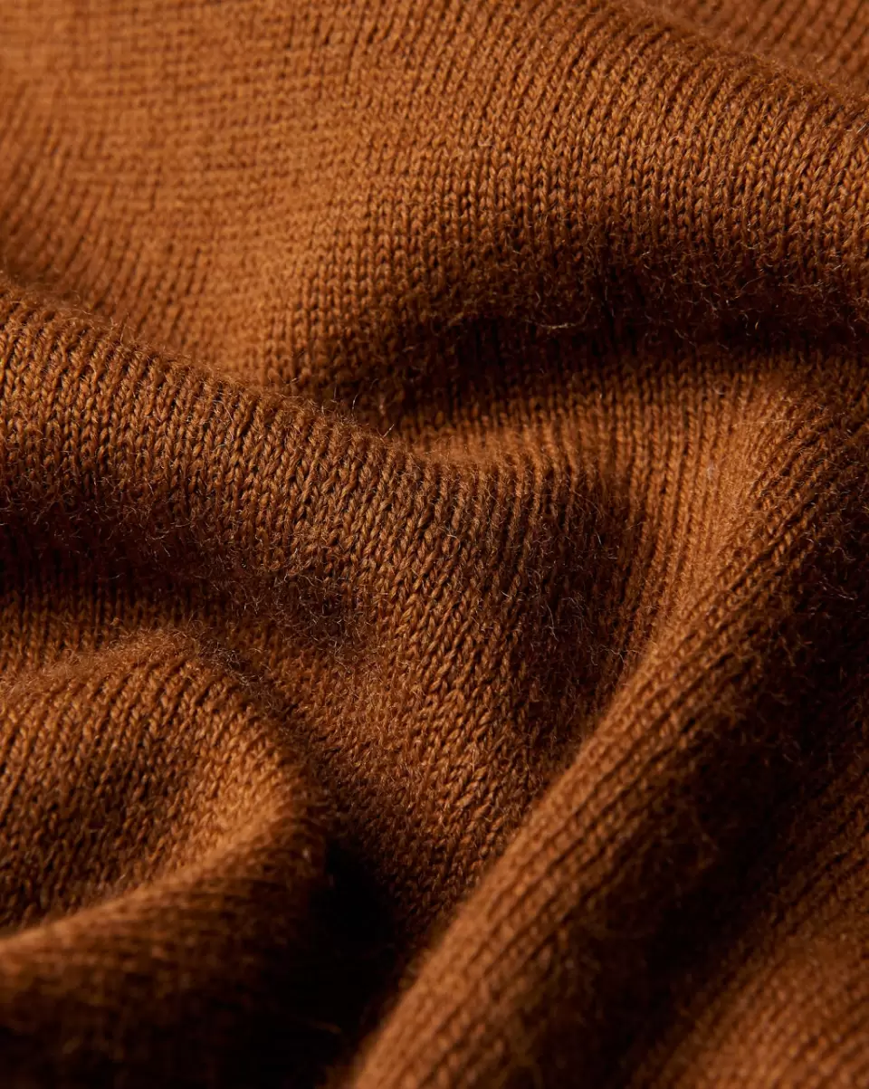 Tipped Merino Knit Sweater Polo - Brown Utility Brown Ben Sherman Men Polos Style - 5