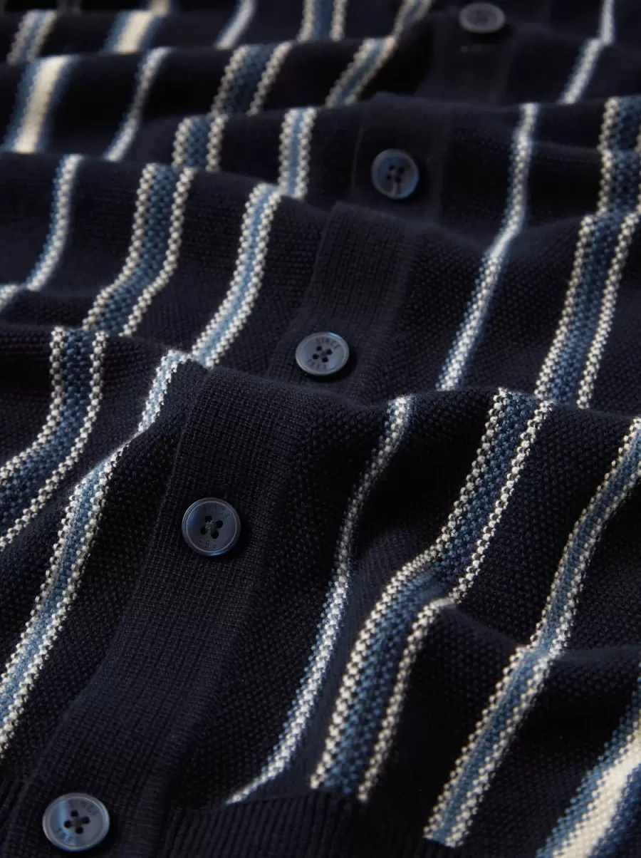 Relaxed Knit Button-Down Polo - Navy Ben Sherman Polos Men Robust Dark Navy - 2