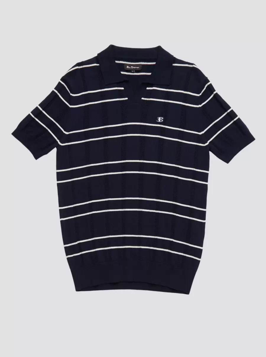 B By Ben Sherman Relaxed Knit Polo - Marine Men Polos Marine Cost-Effective - 1