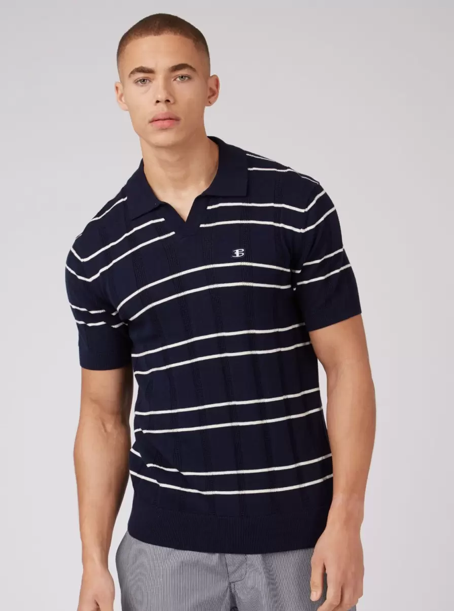 B By Ben Sherman Relaxed Knit Polo - Marine Men Polos Marine Cost-Effective - 2