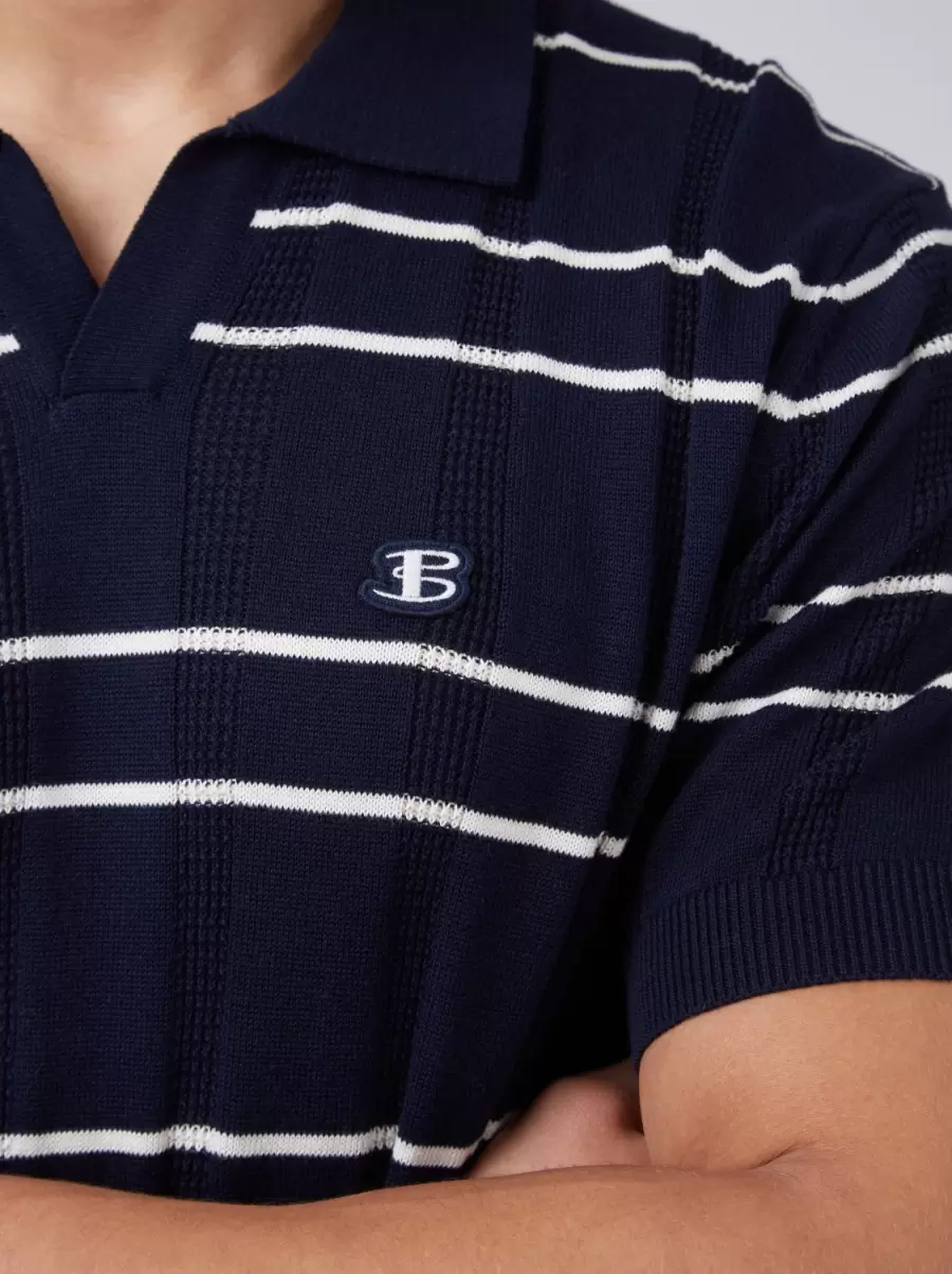 B By Ben Sherman Relaxed Knit Polo - Marine Men Polos Marine Cost-Effective - 4
