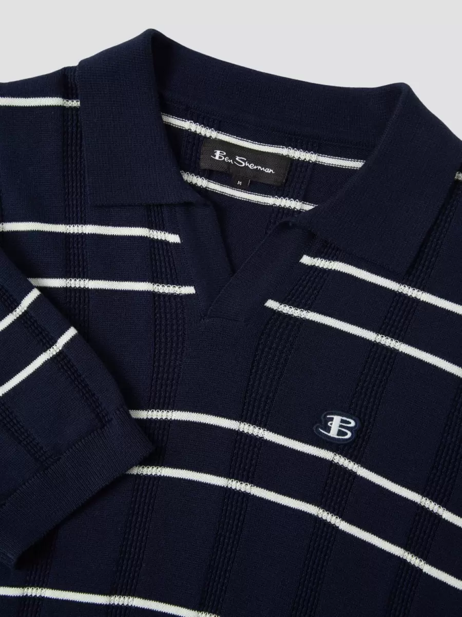 B By Ben Sherman Relaxed Knit Polo - Marine Men Polos Marine Cost-Effective - 5