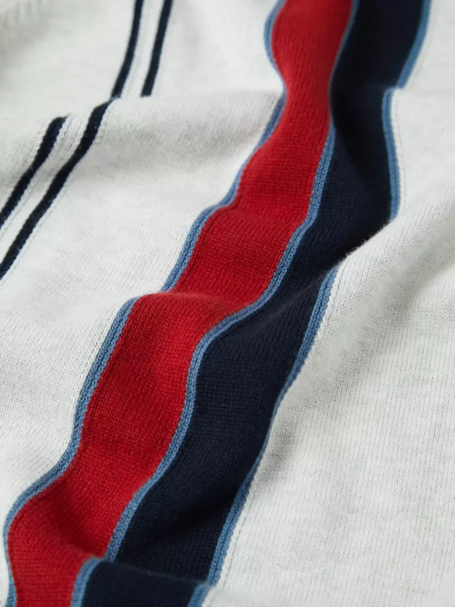 Men Polos Signature Mod Knit Stripe Polo - Ivory Ivory Ben Sherman Special - 1