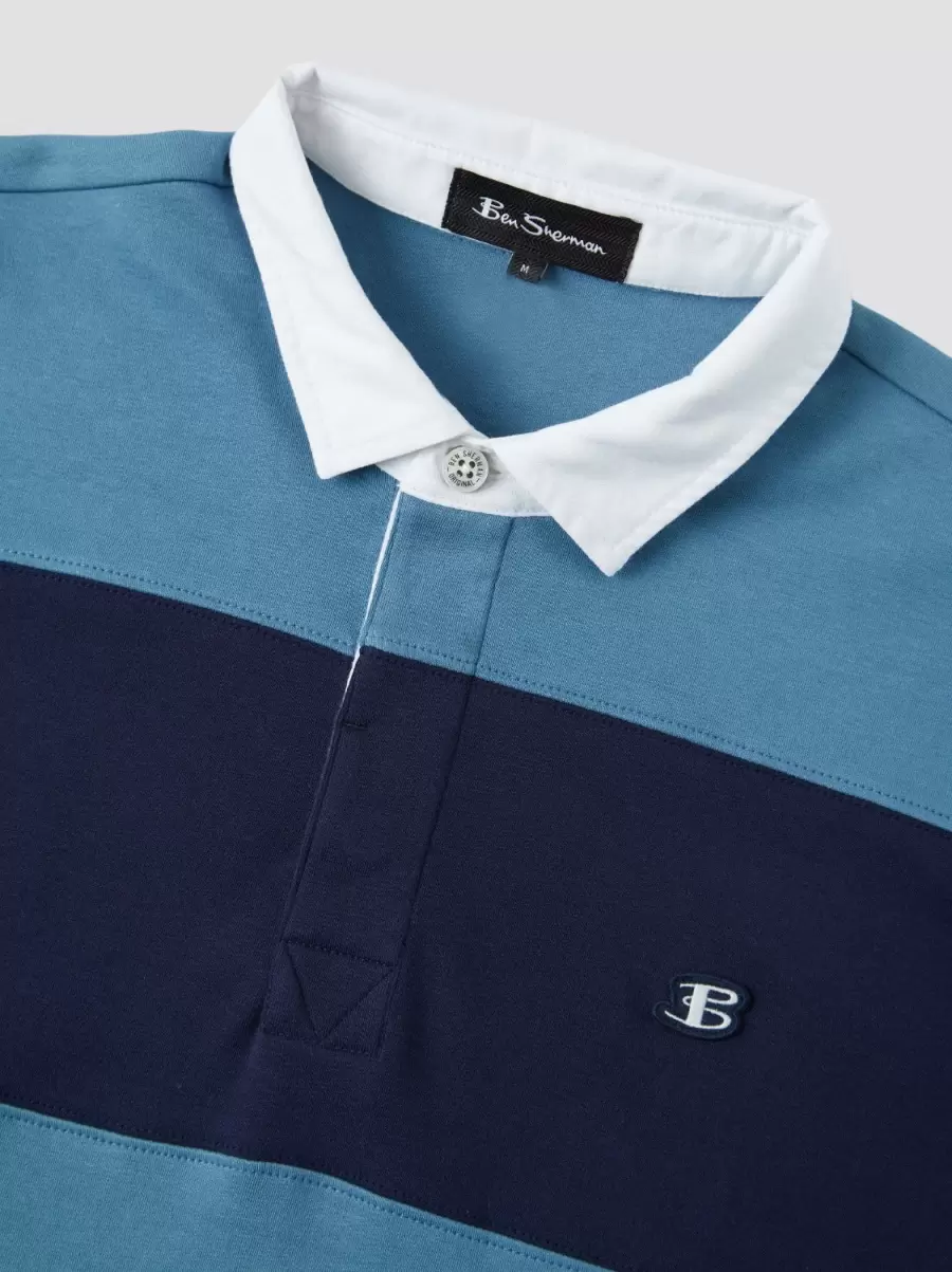 Introductory Offer Men B By Ben Sherman Rugby Polo - Blue Polos Blue Shadow - 3