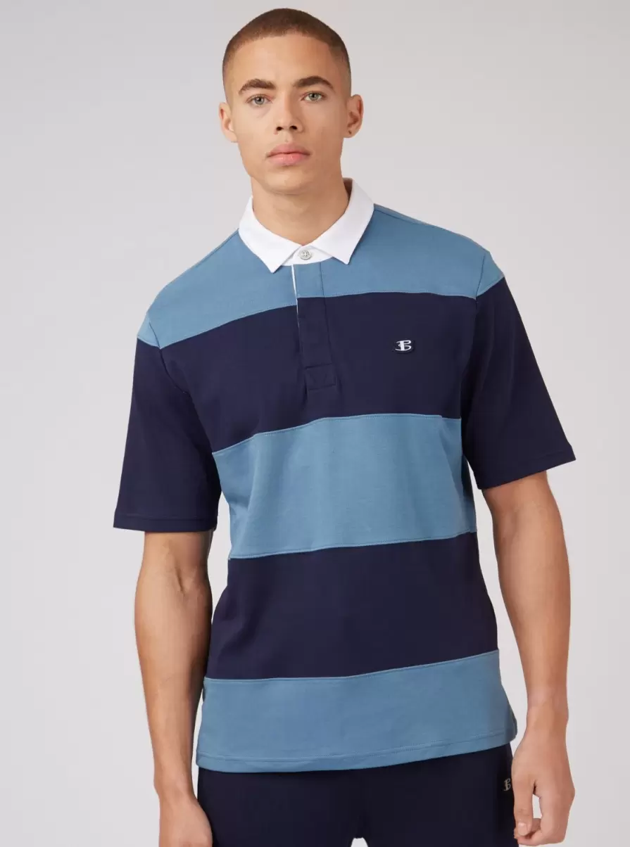 Introductory Offer Men B By Ben Sherman Rugby Polo - Blue Polos Blue Shadow - 4