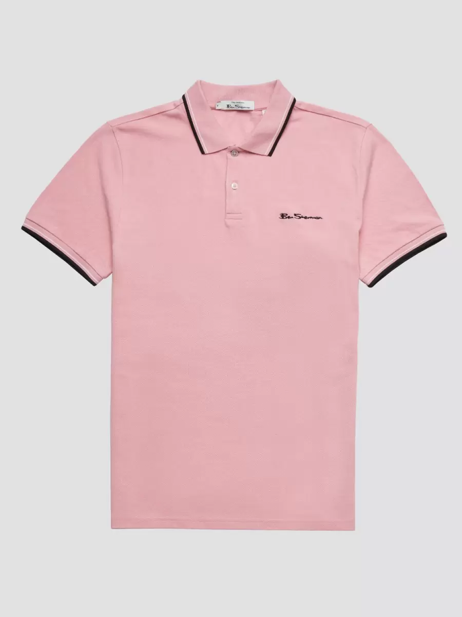 Polos Signature Organic Cotton Polo - Pink Men Pink Convenient Ben Sherman - 4