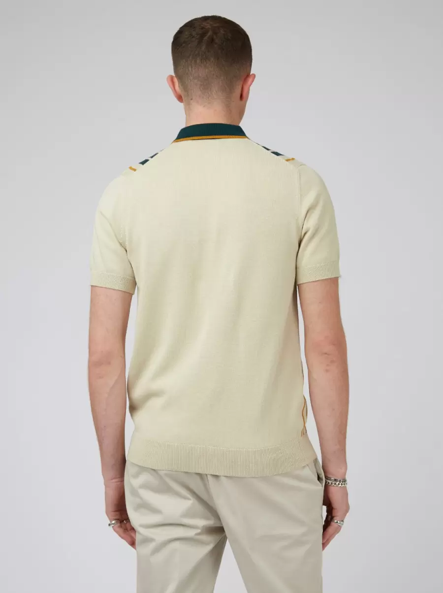 Ocean Green Mod Knit Colorblock Stripe Polo - Ocean Green Ben Sherman Modern Men Polos - 4