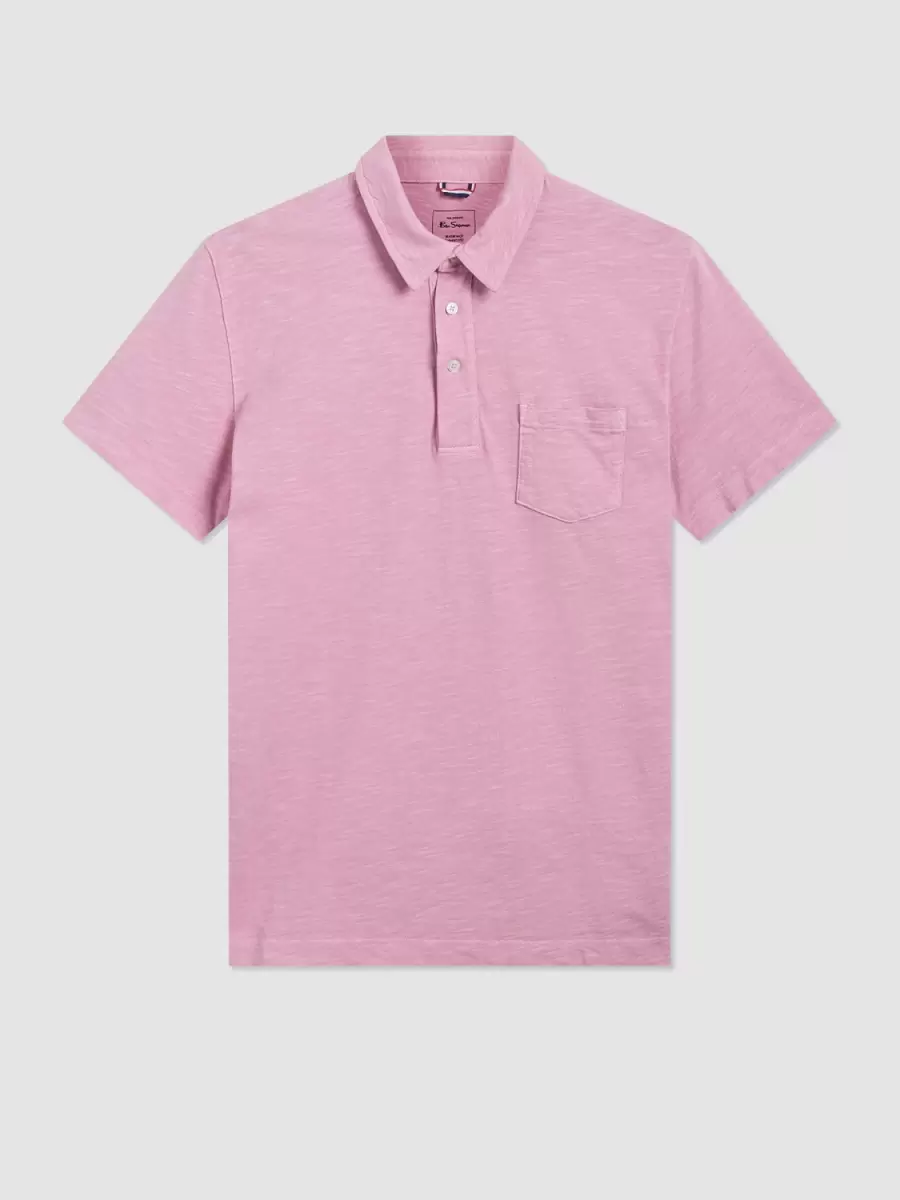 Early Bird Ben Sherman Washed Pink Garment Dye Beatnik Polo - Washed Pink Polos Men