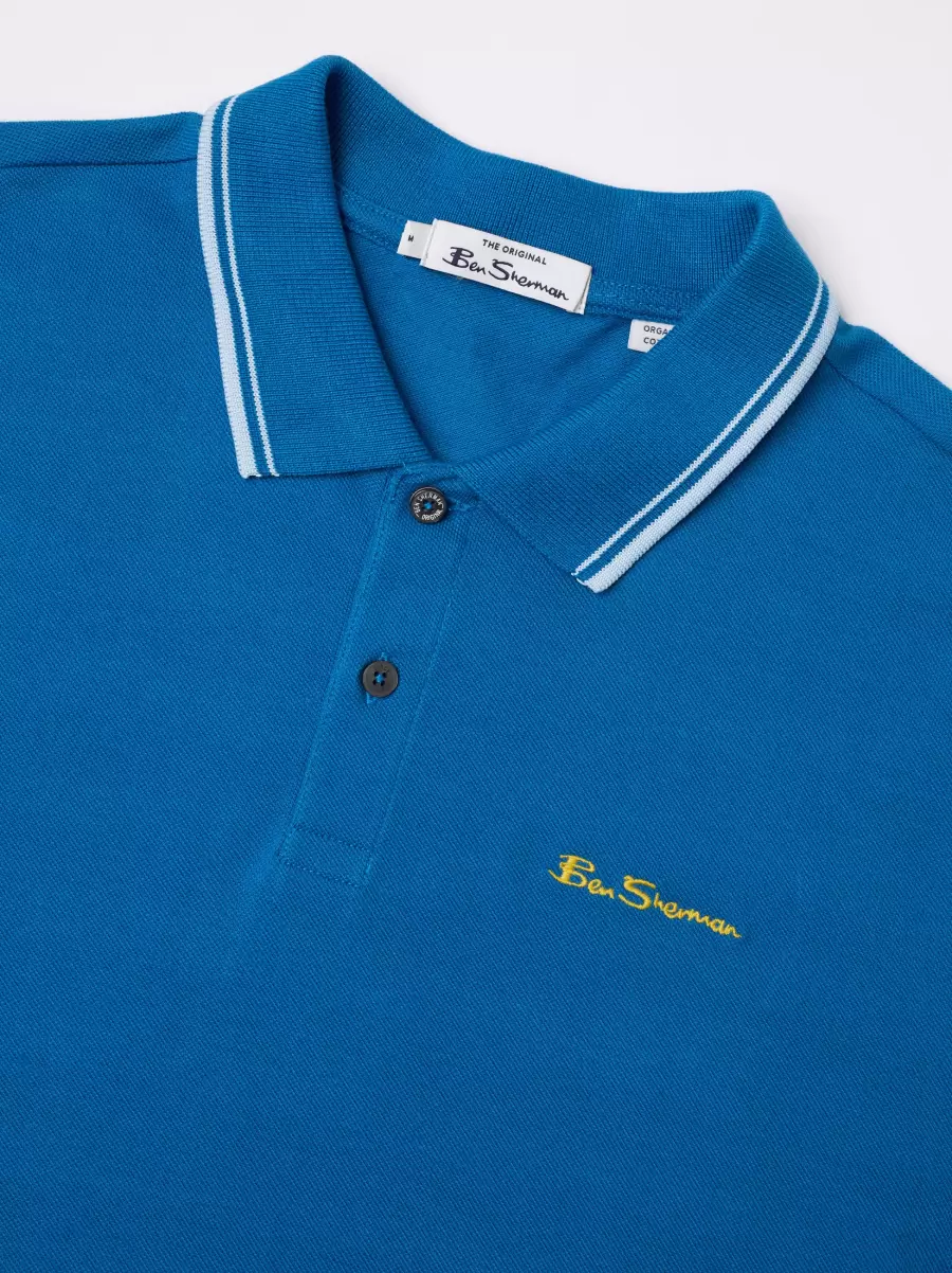 Signature Organic Cotton Polo - Bright Blue Polos Durable Men Bright Blue Ben Sherman - 2