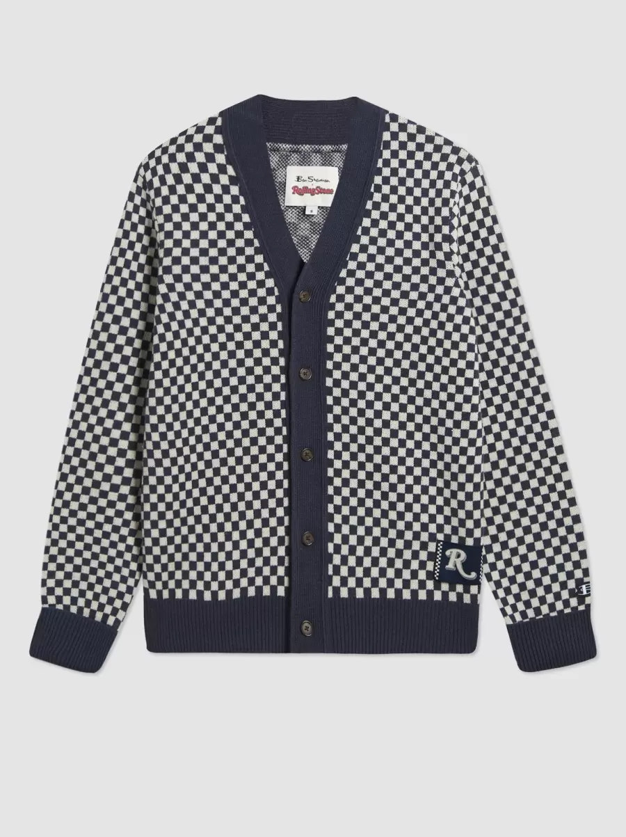 Mood Indigo Rolling Stone Checkerboard Cardigan Quality Ben Sherman Men Sweaters & Knits - 4