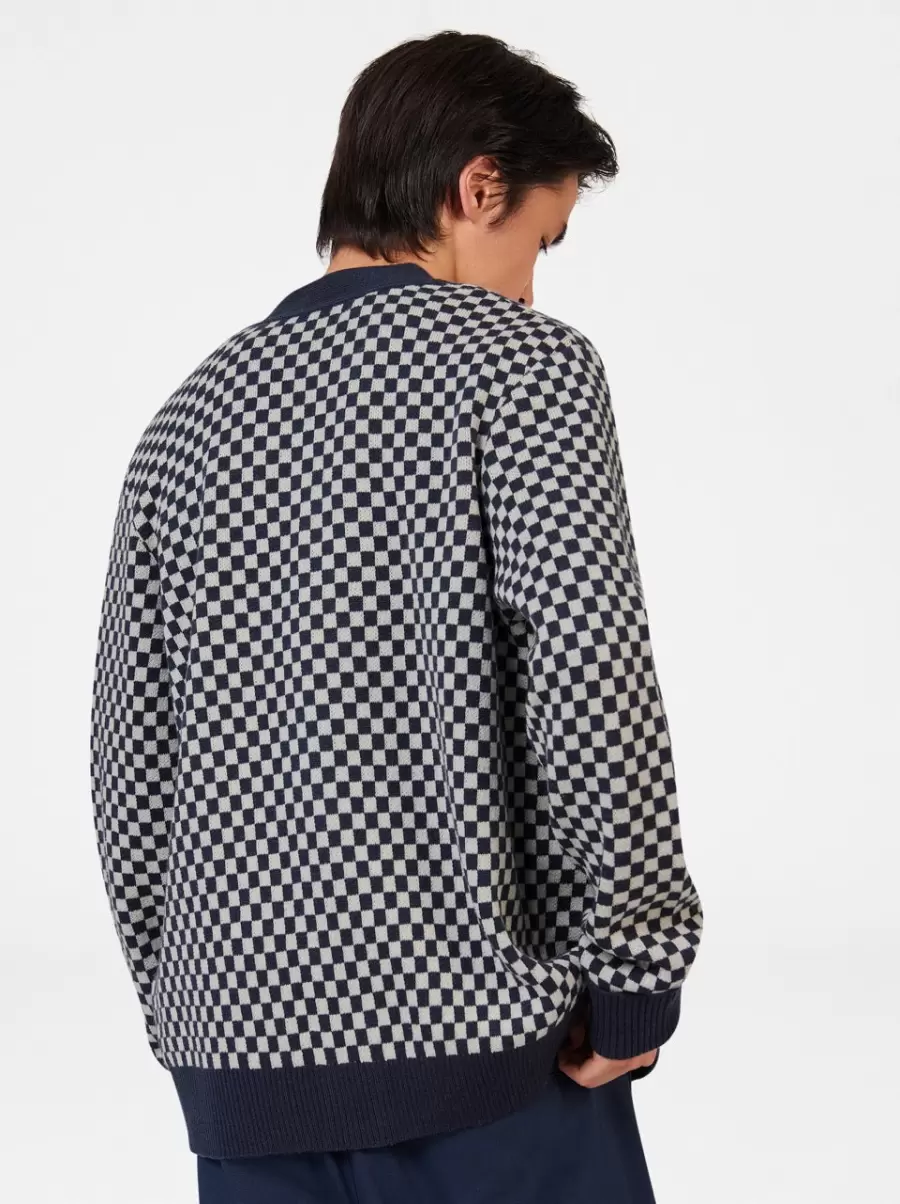 Mood Indigo Rolling Stone Checkerboard Cardigan Quality Ben Sherman Men Sweaters & Knits - 5