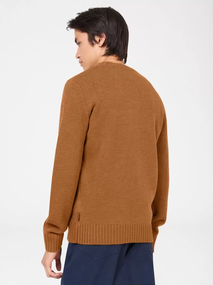 Men Ben Sherman Sweaters & Knits Aran Knit Crewneck Sweater - Ginger Versatile Ginger - 3