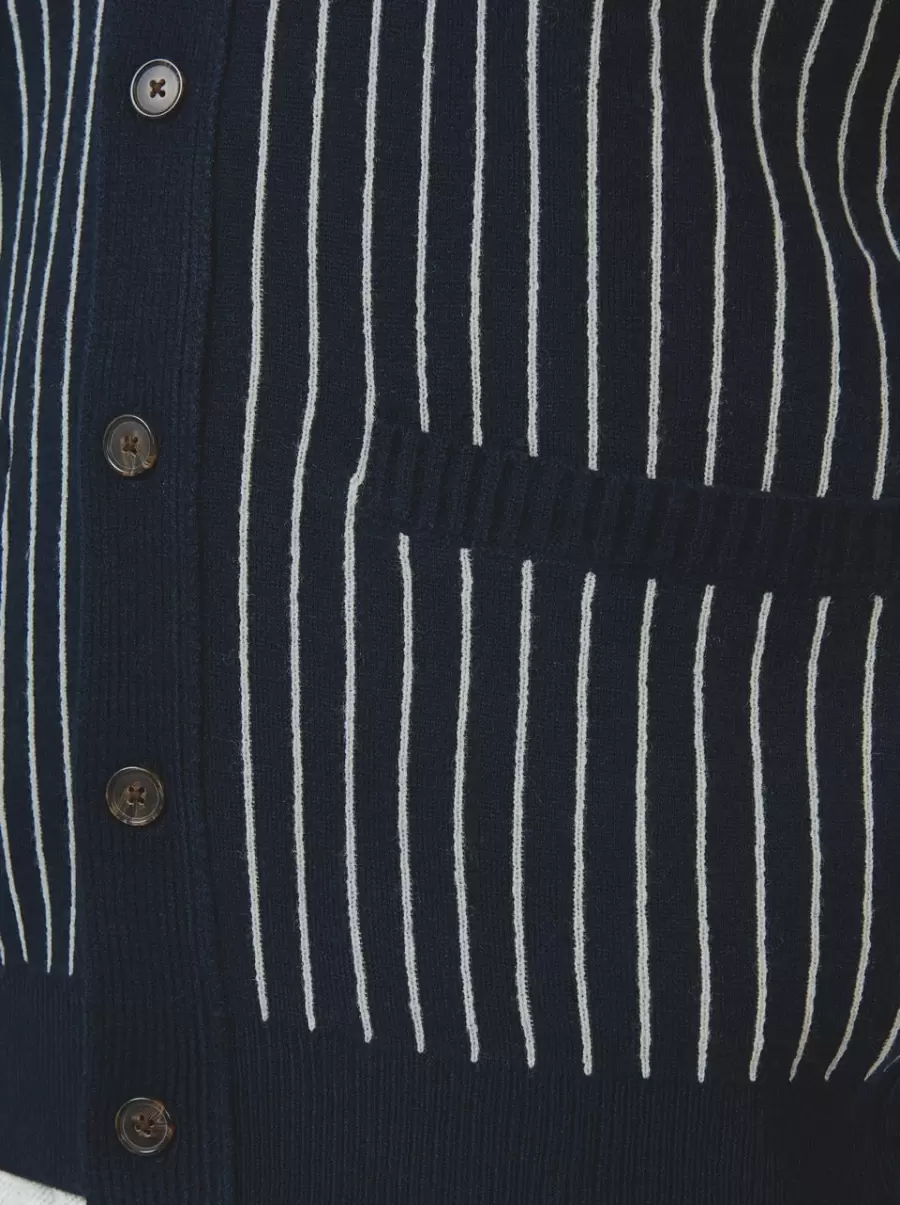 Sweaters & Knits Jacquard Stripe Knit Cardigan Well-Built Ben Sherman Dark Navy Men - 5