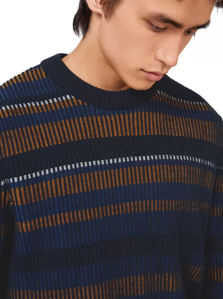Sweaters & Knits Men B By Ben Sherman Stripe Knit Sweater Intuitive Dark Navy - 2