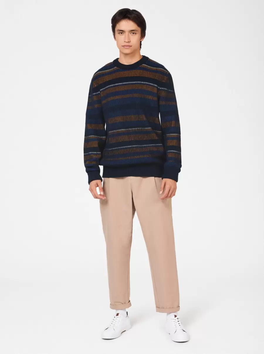 Sweaters & Knits Men B By Ben Sherman Stripe Knit Sweater Intuitive Dark Navy - 6