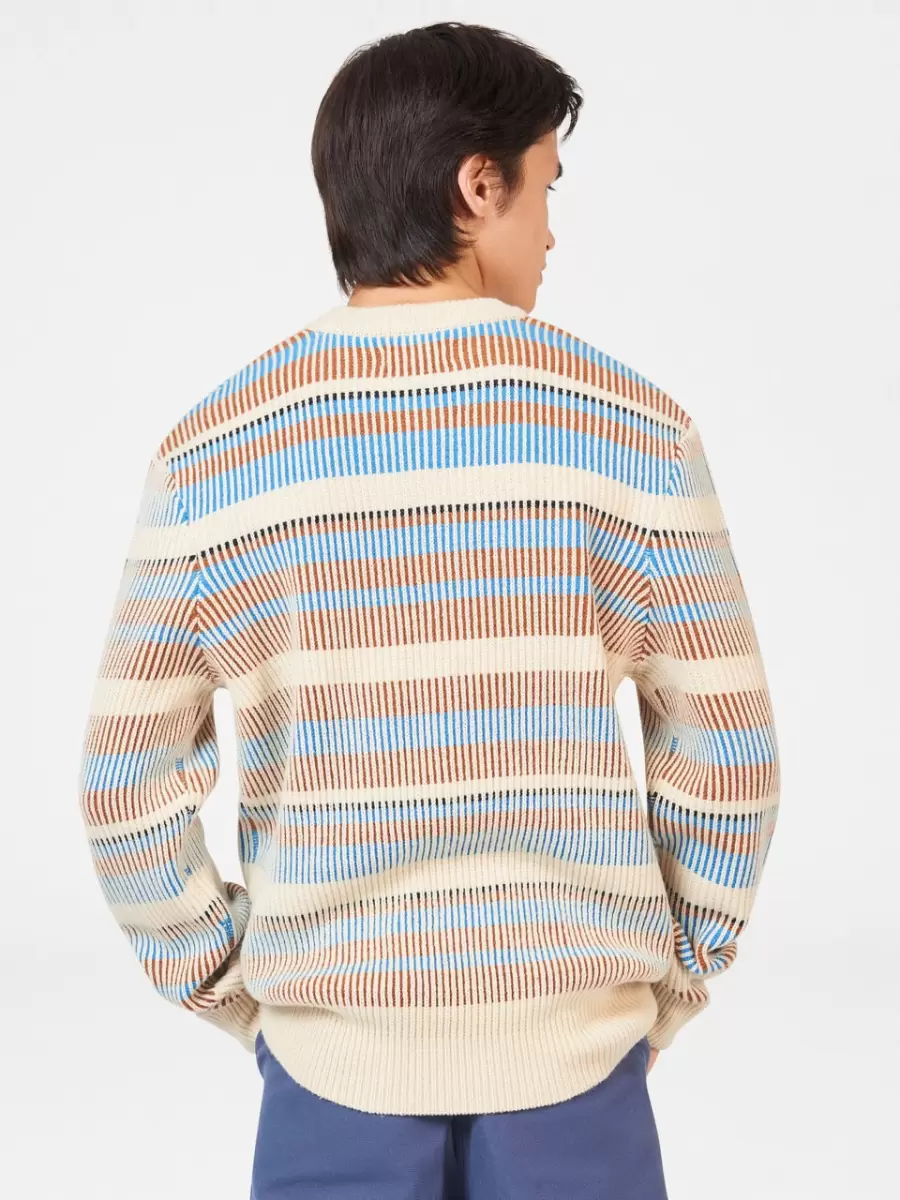 Sweaters & Knits Men B By Ben Sherman Stripe Knit Sweater - Ivory Top-Notch Ivory - 3