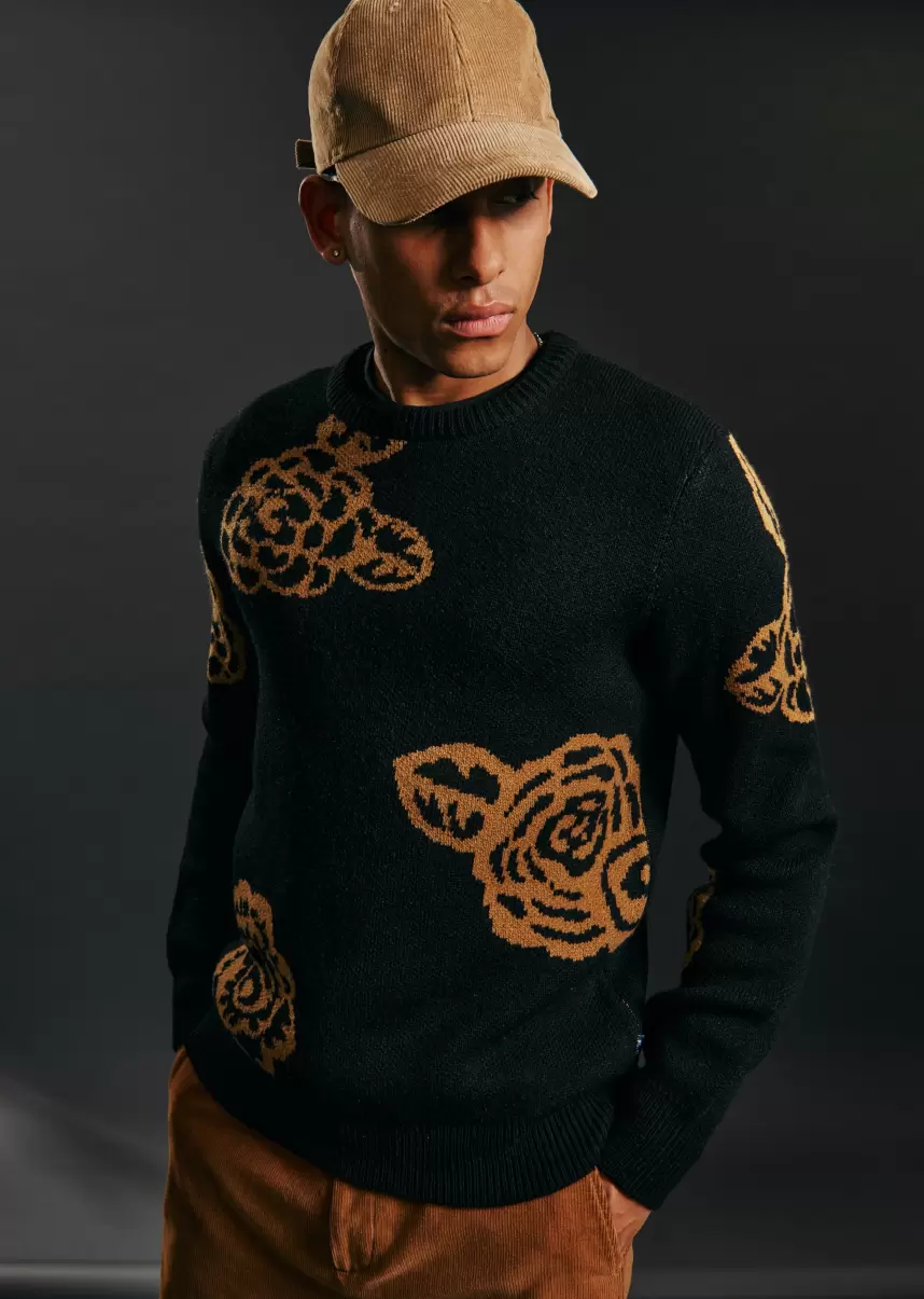 Men Ben Sherman Sweaters & Knits Vintage Winter Floral Sweater - Black Black - 3