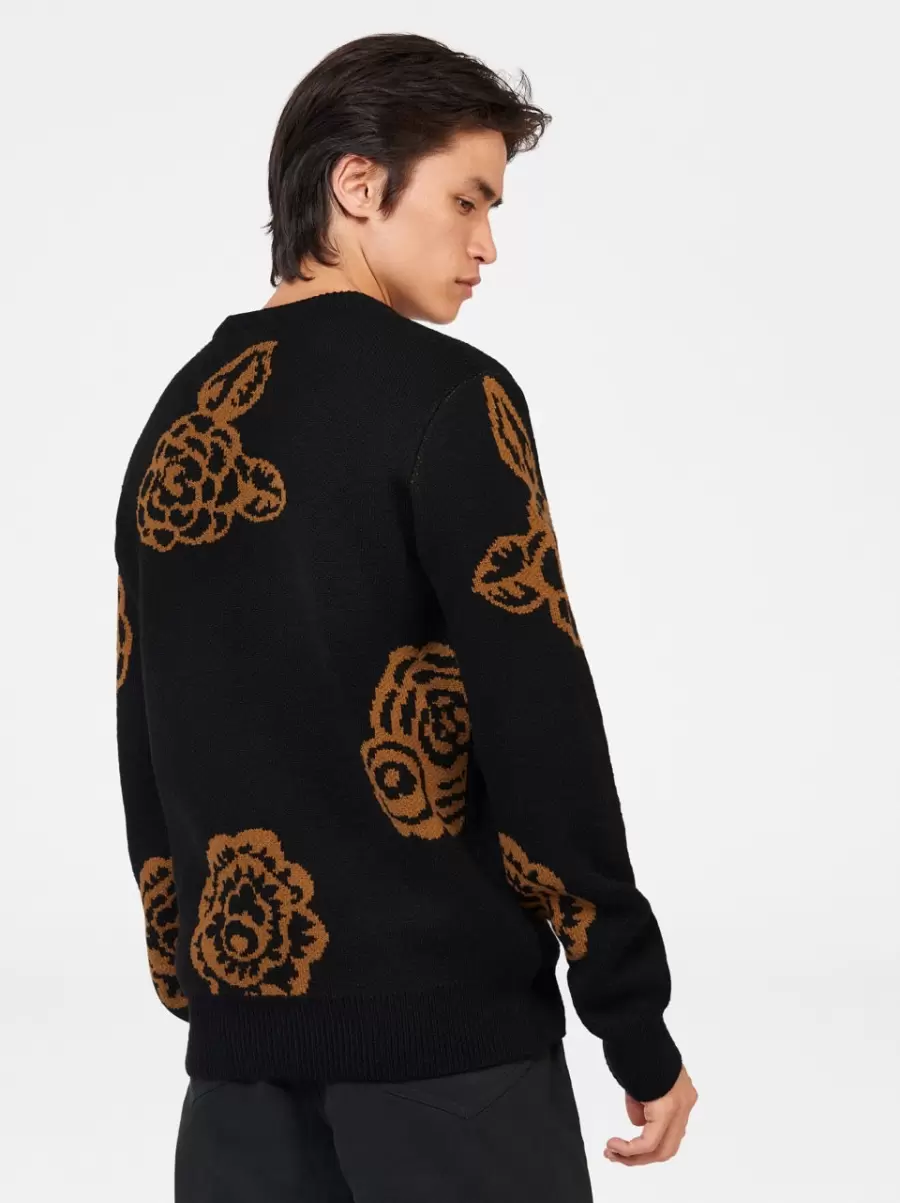 Men Ben Sherman Sweaters & Knits Vintage Winter Floral Sweater - Black Black - 4